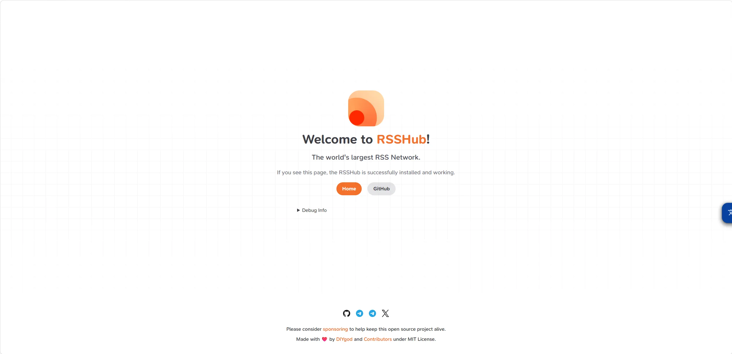 RSSHub 界面截图